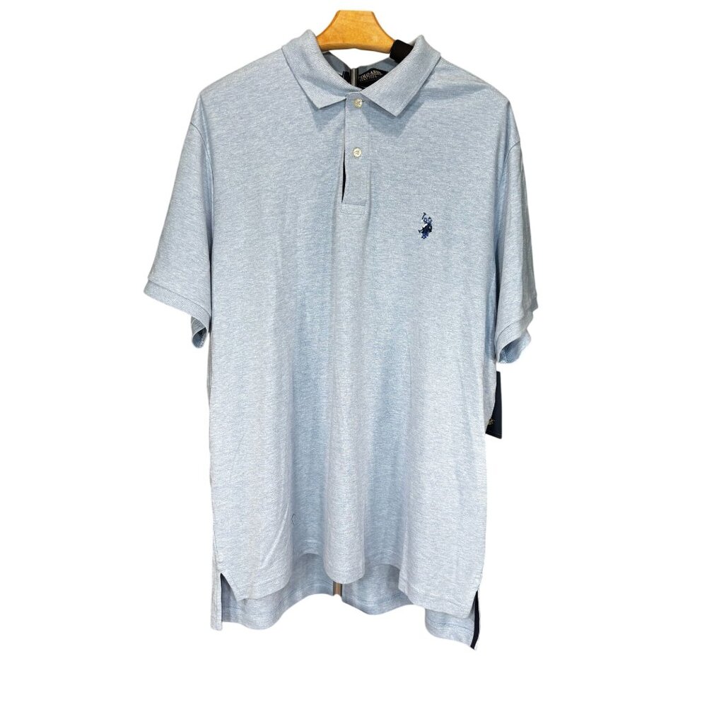 U.S. Polo Assn. Mens Interlock Polo Shirt XL Luxury Feel Sur Blue Heather
